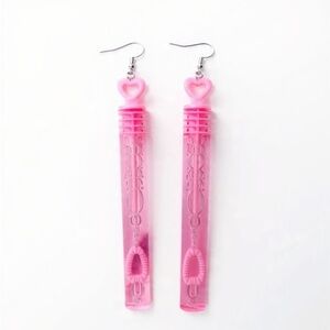 Pink Heart Functional Bubbles Earrings